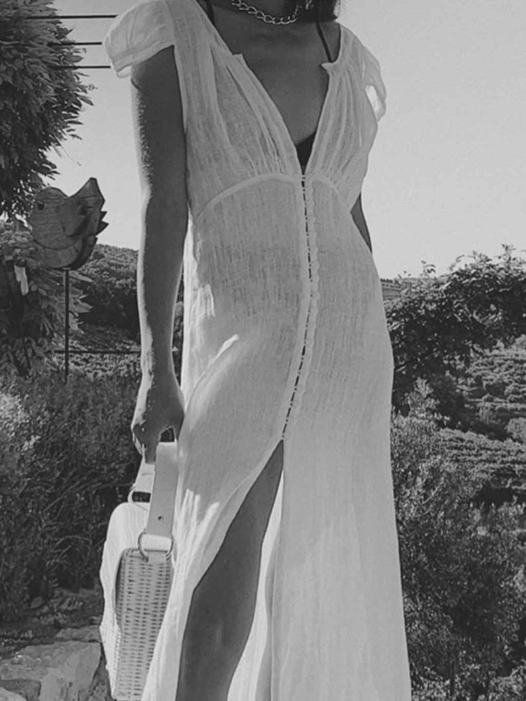 White Maxi Button-Front Dress With Cap Sleeves — image 6 of 8